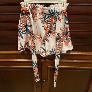 Floral paper-bag shorts, Shein